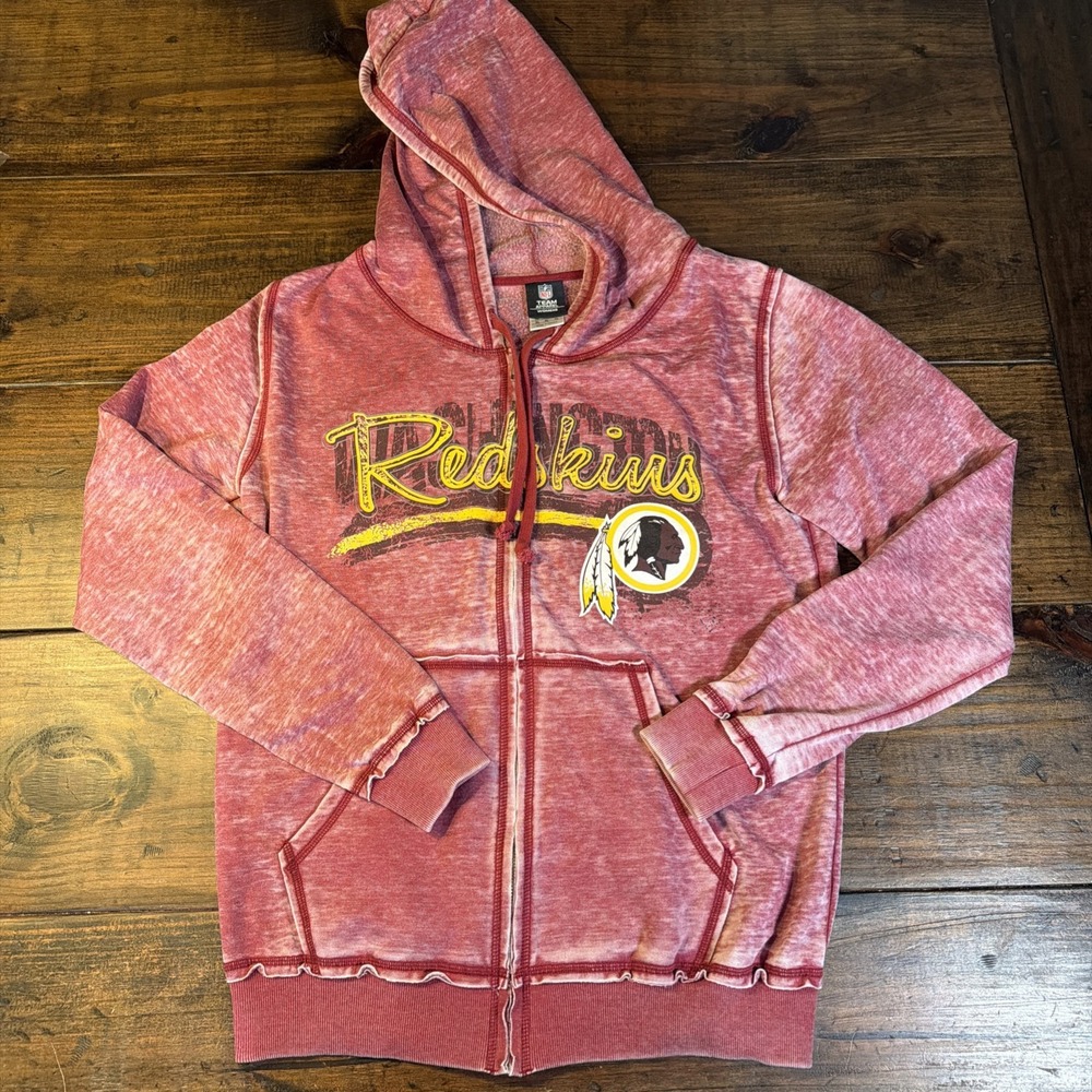 Washington Redskins Hoodie Women's XL NFL Team Apparel Full Zip Distressed